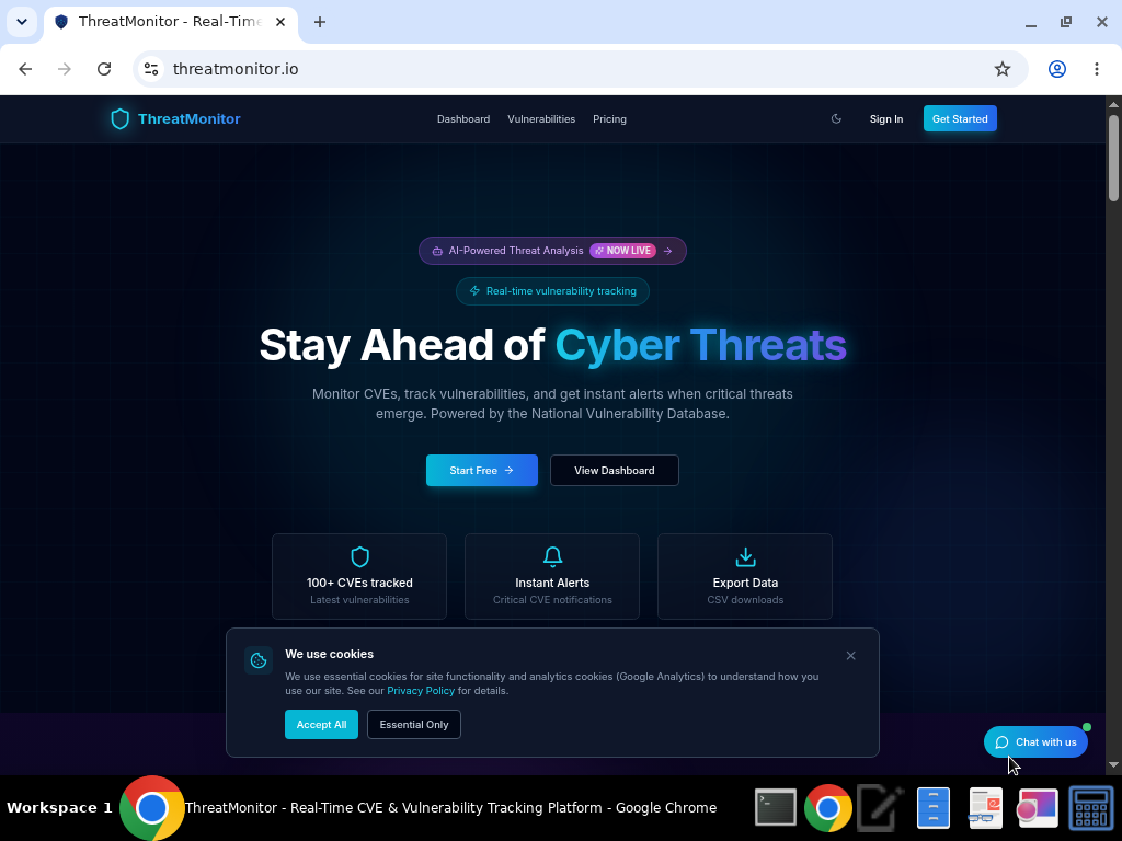 ThreatMonitor.io platform dashboard